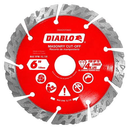 DIABLO 6" Diamond Segmented Turbo Cut-Off Discs for Masonry DMADST0600